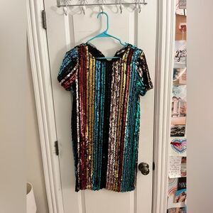 Francesca’s Mi Ami Rainbow Sequin Dress - size small